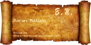 Baran Mátyás névjegykártya